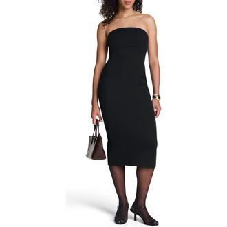 Spanx Strapless Ponte Midi Dress in Classic Black at Nordstrom Rack, Size X-Large