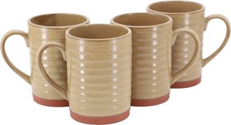 Gibson Home Terra Bella 4 Piece 18.5 Ounce Terracotta Mug Set in Sandstone