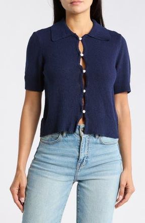 Vigoss Slub Collared Sweater in Navy at Nordstrom Rack, Size X-Large