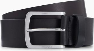 HUGO BOSS Mens Leather Pin Buckle Belt with Logo - Black - Size: 34R 90cm