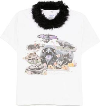 Doublet T-shirt con collo in pelliccia - Bianco