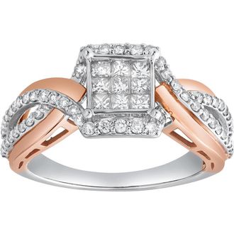 LuvMyJewelry Elarisse Flutter Diamond Ring 0.30ct 14K Gold in 10K White Gold at Nordstrom, Size 5.5