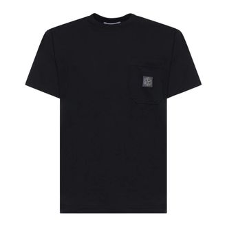 Stone Island T-Shirts, male, Blue, Size: 2XL Compass Patch T-Shirt