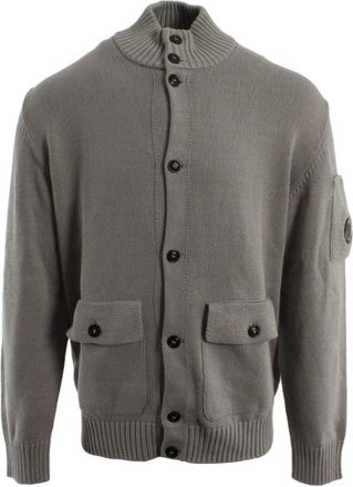 C.P. Company Compact Cotton Lens Knit Cardigan - Heren - Vesten - Grijs - XL - Katoen - Truien & Vesten