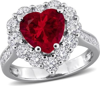 Mimi & Max Lab-Grown Diamond Halo and Created Gemstone Ring