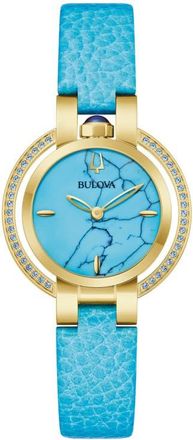 Bulova Rubaiyat Reconstituted Turquoise Leather Strap Watch, 30.5mm in Blue at Nordstrom