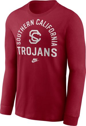 Nike USC Legacy Arched Logo Nike Mens College Long-Sleeve T-Shirt in Red | NKAC69WSCV-0TP