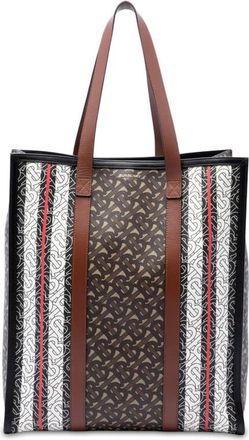 Burberry Pre-owned Burberry TB Monogram E-Canvas Stripe Vertical Tote Unisex I4YIKJ0WW97IB0IL