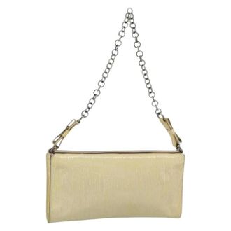 Ferragamo Pre-owned Shoulder Bags, female, Beige, Size: ONE SIZE Pre-owned Patent Leather Shoulder Bag