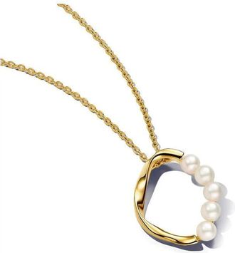 Pandora Organically Shaped Circle & Treated Freshwater Cultured Pearls Pendant Necklace