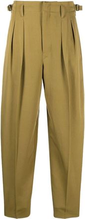 Christophe Lemaire pleated virgin-wool trousers - women - Cotton/Virgin Wool - S - Green