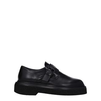 Max Mara Zwarte Leren Oxfords En Derbies