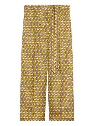 Max Mara print belted trousers - Yellow
