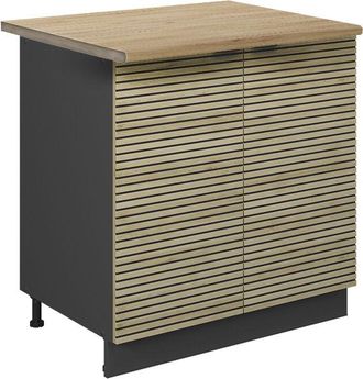 Vicco Armario Bajo Para Fregadero Fame-line, Panel De Roble, 80 Cm Con Estante, Et Roble Vicco