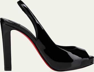 Christian Louboutin 120mm Lady Fanny Patent Leather Peep-Toe Pumps