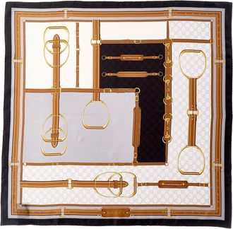 Gucci Horsebit & GG Print Silk Scarf