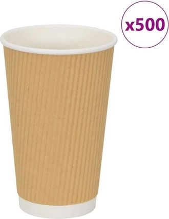 vidaXL Tazas De Caf&eacute; De Papel 500 Uds 16oz 400ml Marr&oacute;n Vidaxl