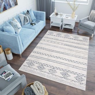 Tapiso Alfombra de polipropileno en crema y azul 160x220 cm