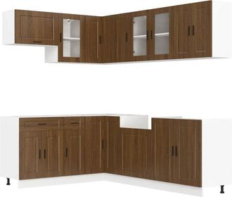 vidaXL Mueble Cocina Porto Roble Marr&oacute;n 11 Pzas Madera Contrachapada Vidaxl