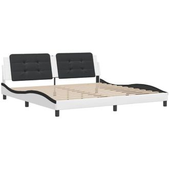 vidaXL Cama Sin Colch&oacute;n Cuero Sint&eacute;tico Blanco Negro 200x200 Cm Vidaxl