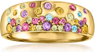 Ross-Simons Scattered Multi-Gemstone Ring in 18kt Gold Over Sterling