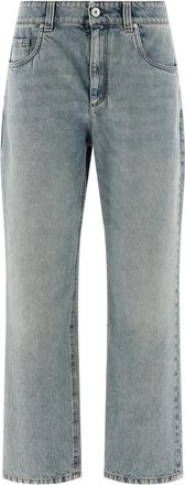 Brunello Cucinelli Jeans de Algod&oacute;n de Cintura Alta - Jeans - Mujer - Azul - L
