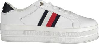 Tommy Hilfiger Witte Polyester Sneaker met Contrasterende Details - Dames - Sneakers - Wit - 41 EU - Polyester - Schoenen