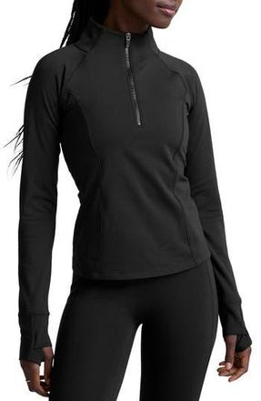 Beyond Yoga Pacer Fleece Quarter Zip Pullover in Black at Nordstrom Rack, Size X-Small