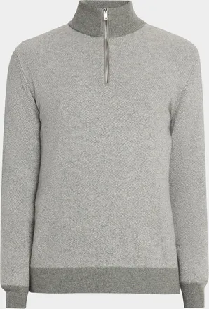 Ralph Lauren Purple Label Birdseye Cashmere Quarter-Zip Sweater