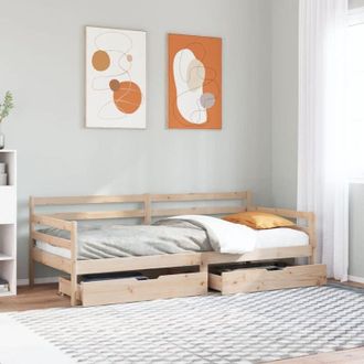 vidaXL Sof&aacute; Cama Con Cajones Madera Maciza De Pino Blanca 80x200 Cm Vidaxl