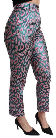 Dolce & Gabbana Womens Multicolor Patterned Cropped High Waist Pants Polyester Silk
