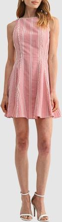 All in Favor Embroidered Fit & Flare Minidress in Red Gingham at Nordstrom, Size X-Small