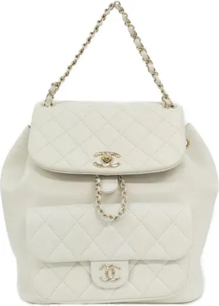 Chanel White Leather Backpack (Pre-Owned)