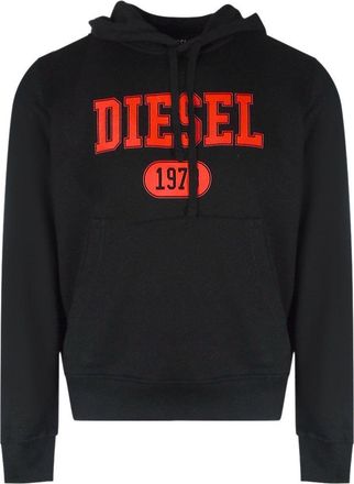 Diesel Mens 1978 Logo Hoodie (Black/Red) Cotton - Size X-Large