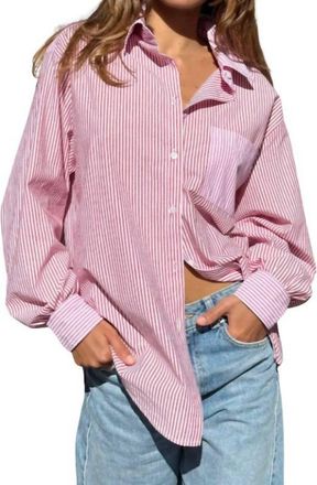 Rose Carmine Fines Rayures Shirt In Red Fushia
