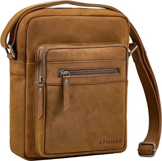 STILORD Lyon - Mens Brown Leather Small Shoulder Bag Shoulder Bag Handbag for Hanging & Messenger Bag