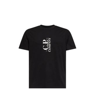 C.P. Company T-Shirts, male, Black, Size: 2XL Vertical Logo T Shirt