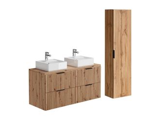 VENTE-UNIQUE.COM Conjunto de ba&ntilde;o madera color natural claro