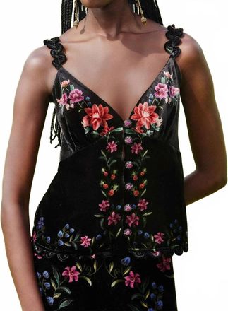 Farm Rio Belle Garden Scallops Top In Black