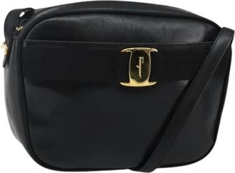 Ferragamo Pre-owned Leren Crossbody Tas - Dames - Vintage Schoudertas - Zwart - ONE Size - Leer - Vintage