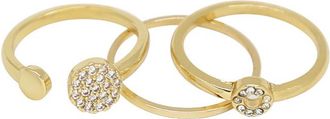 Ettika 18K Plated Crystal Open Circle Set Of 3 Rings
