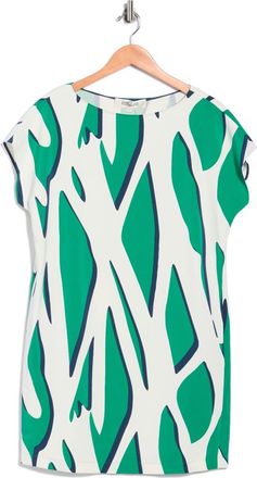 Diane Von F&uuml;rstenberg Cora Cap Sleeve Shift Dress in Shadow Twiggs Giant Green at Nordstrom Rack, Size Xx-Small