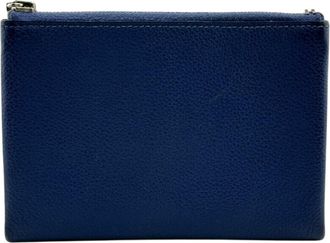 Hermès Navy Leather Coin Purse/Coin Case (Pre-Owned)