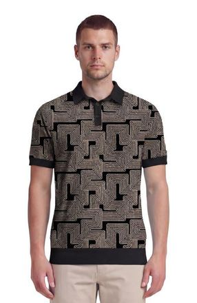 Lords of Harlech Inter Twine Mens Merino Silk Cashmere Polo in Inter Twine Black at Nordstrom, Size Xx-Large