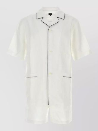Ermenegildo Zegna linen pyjama shirt short sleeves contrast piping
