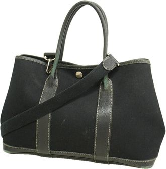 Herm&egrave;s Black Toile Officier Tote Bag (Pre-Owned)