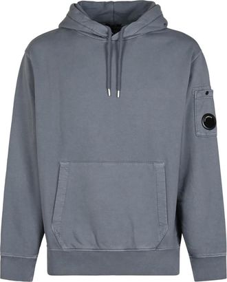 C.P. Company Brushed and Emerized Diagonal Fleece Hooded Sweatshirt - male - C.P. Company - Hoodies - Blue - XL - Sweatshirts & Hoodies