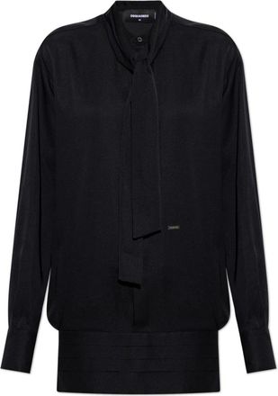 Dsquared2 Overhemden, Dames, Zwart, S, Zijden Blouse