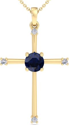 SuperJeweler ThyDiamond 1/2 Carat Emerald, Ruby or Sapphire and Diamond Cross Necklace In Sterling Silver or Yellow Gold, 18 Inches