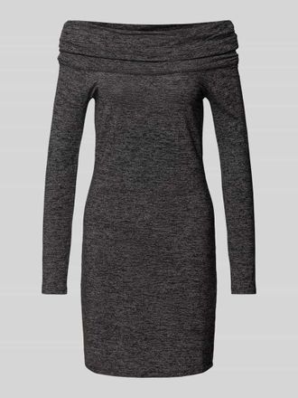 Only Minikleid mit Carmen-Ausschnitt mit Glitzerfaden Modell ROMA in Silber, Gr&ouml;&szlig;e XS